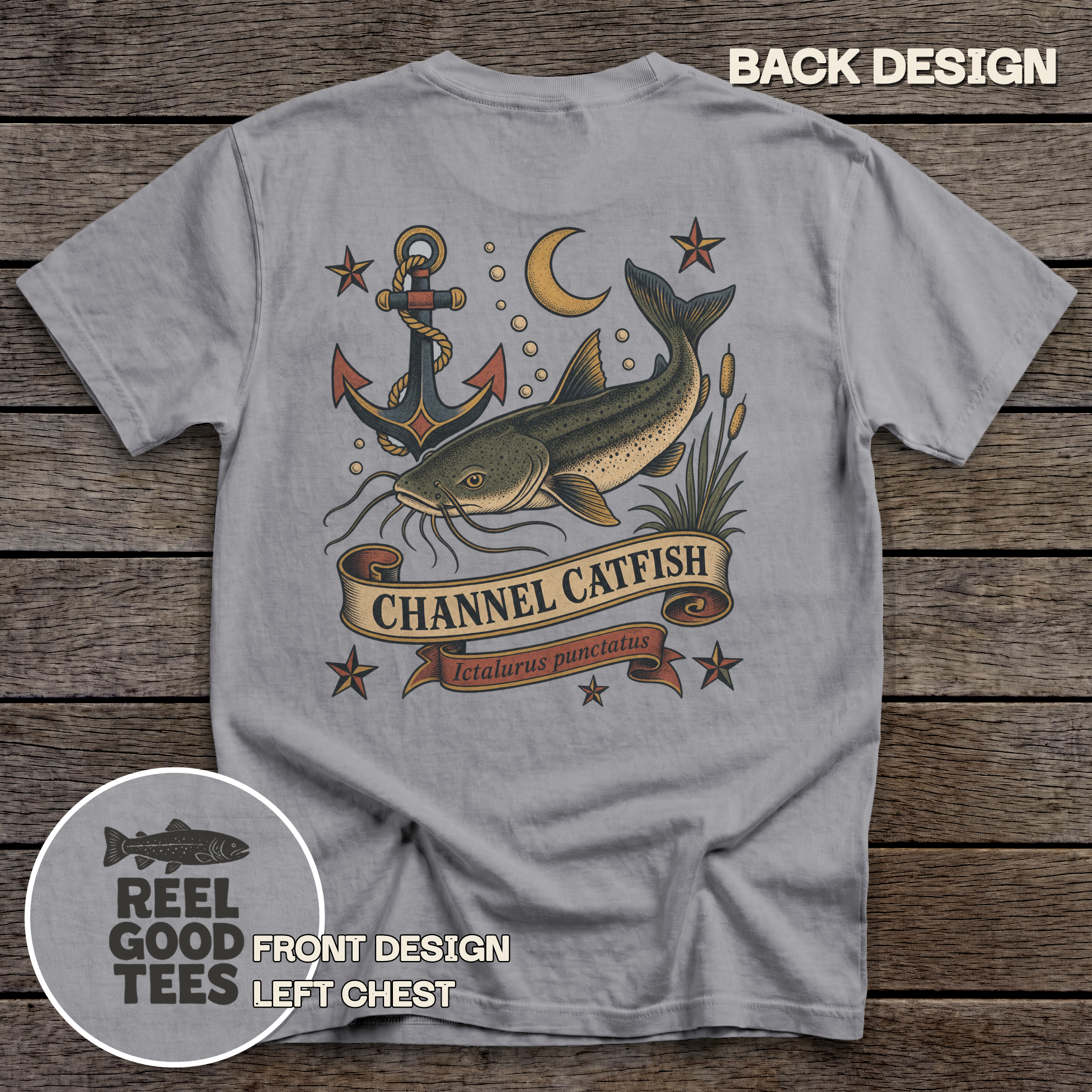Channel Catfish Flash tee - Grey - back