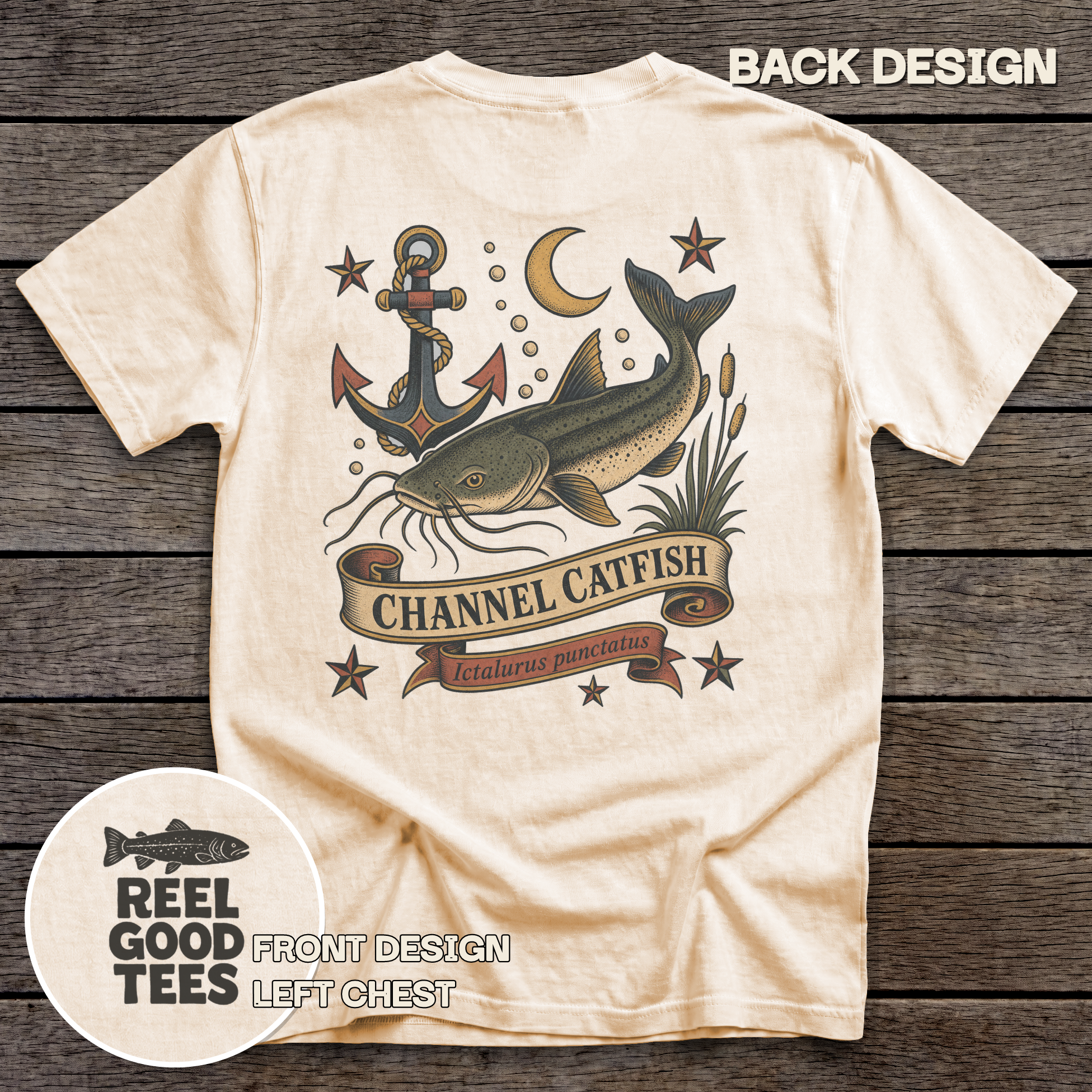 Channel Catfish Flash tee - Ivory - back