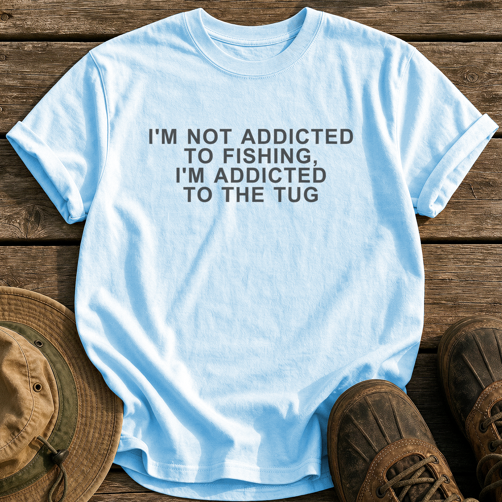 Addicted to the Tug tee - Chambray - front