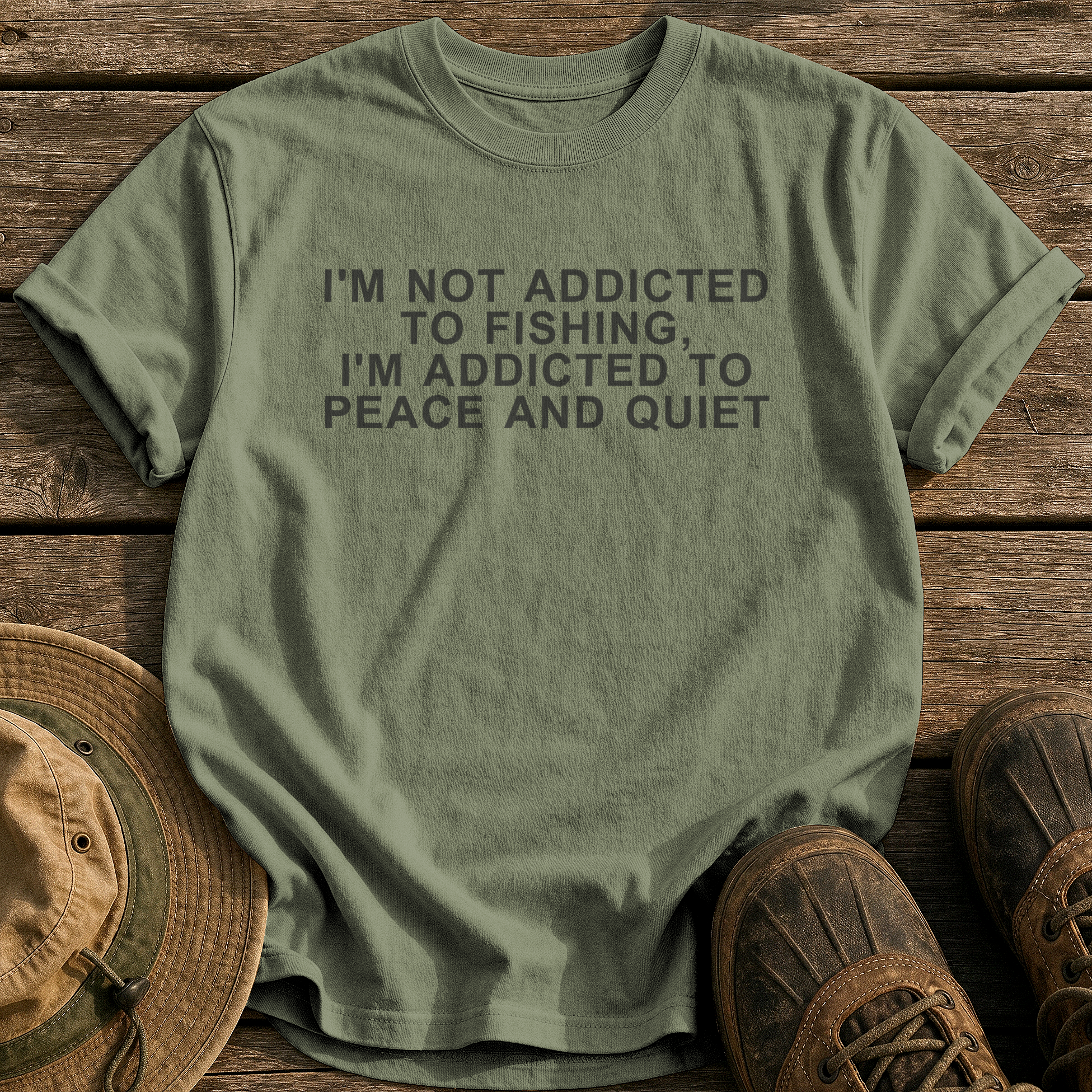 Peace and Quiet Addict tee - Sage - front