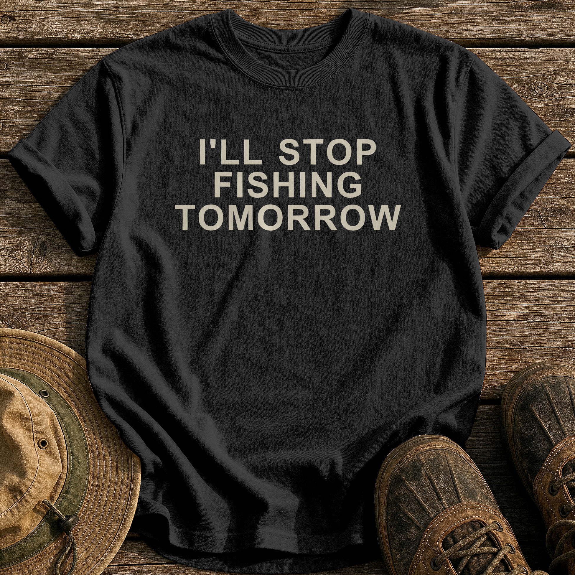 I'll Stop Fishing Tomorrow tee - Black - front
