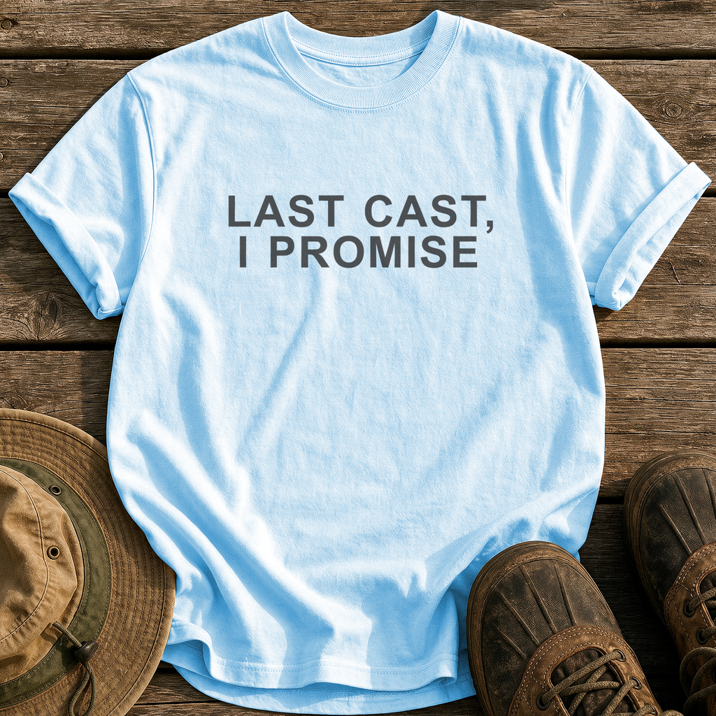 Last Cast, I Promise tee - Chambray - front