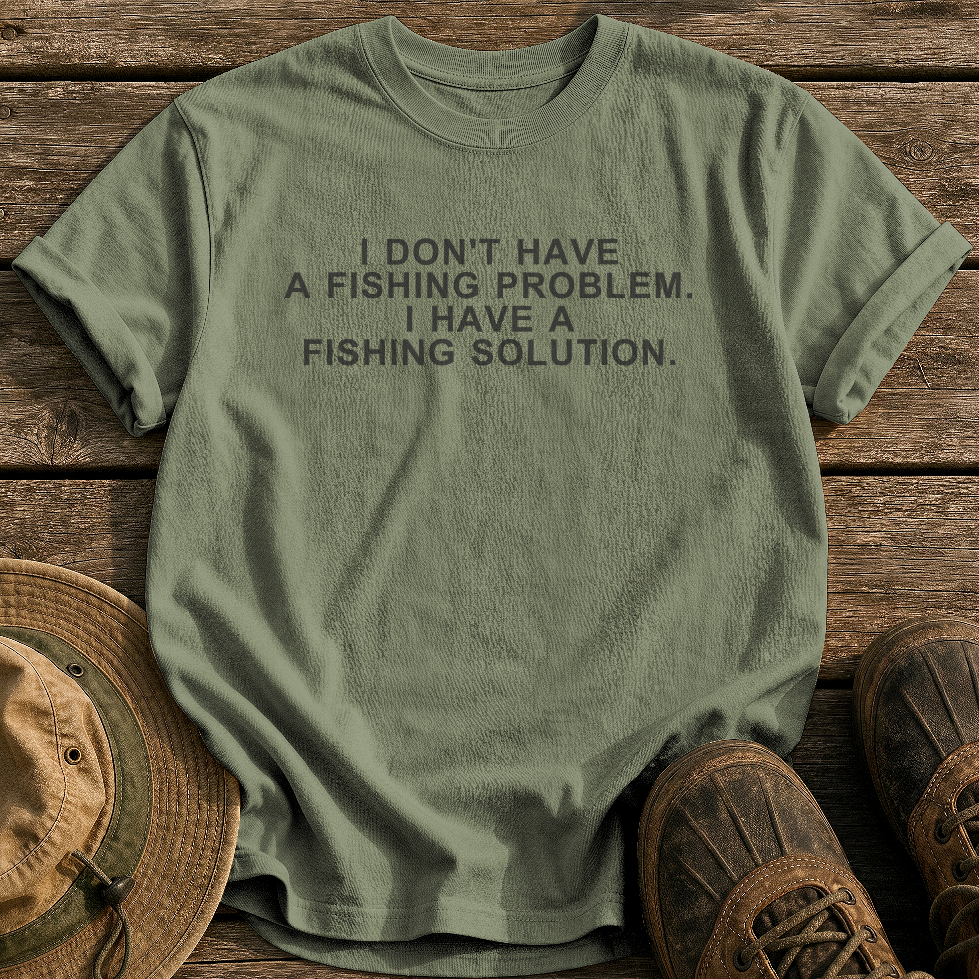 Fishing Solution tee - Sage - front