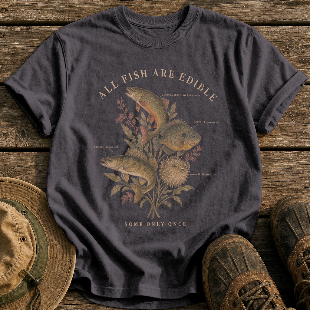 All Fish Are Edible tee - Graphite - front