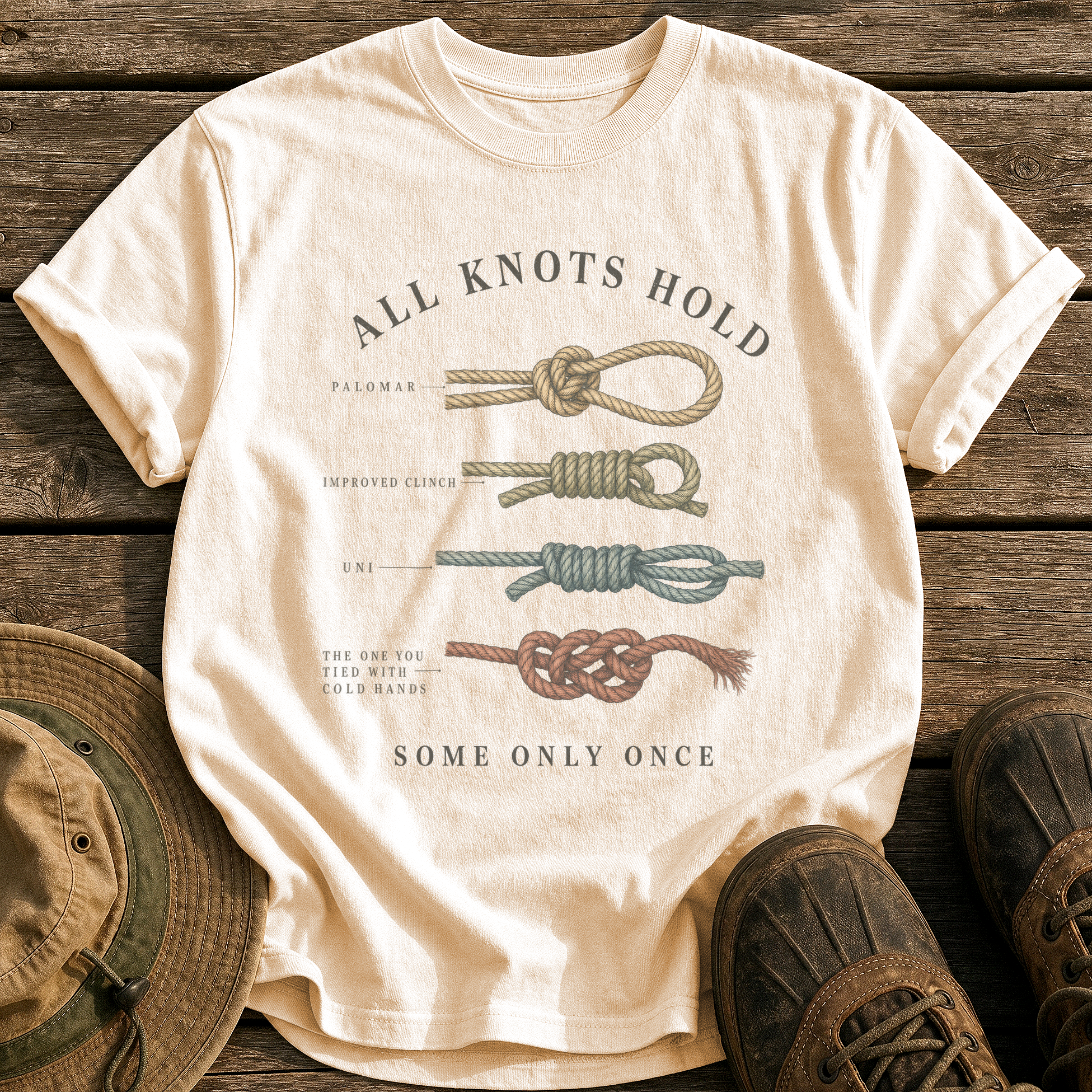 All Knots Hold tee - Ivory - front