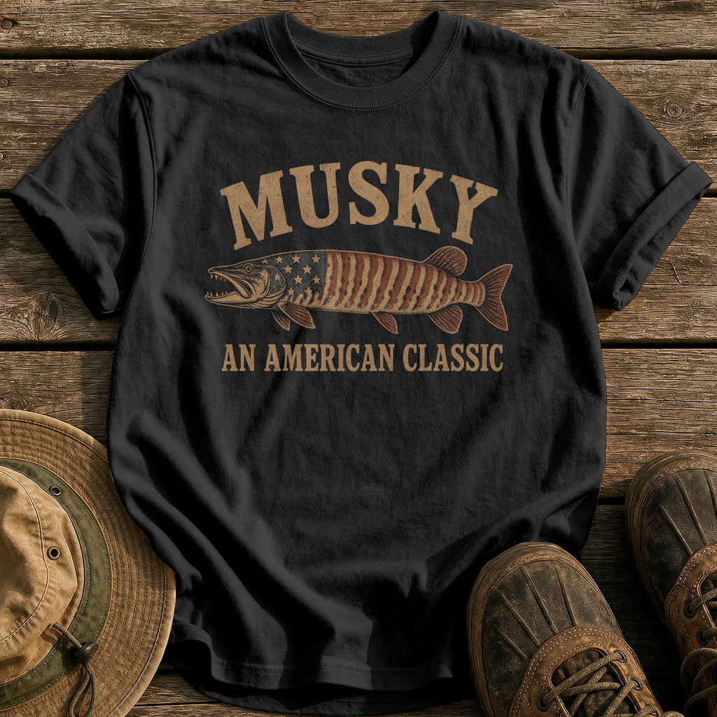 Musky, An American Classic tee - Black - front