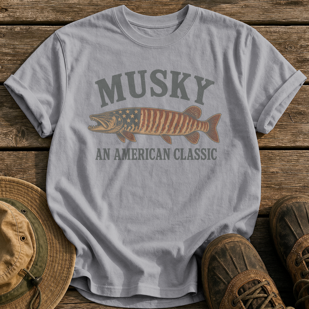 Musky, An American Classic tee - Grey - front