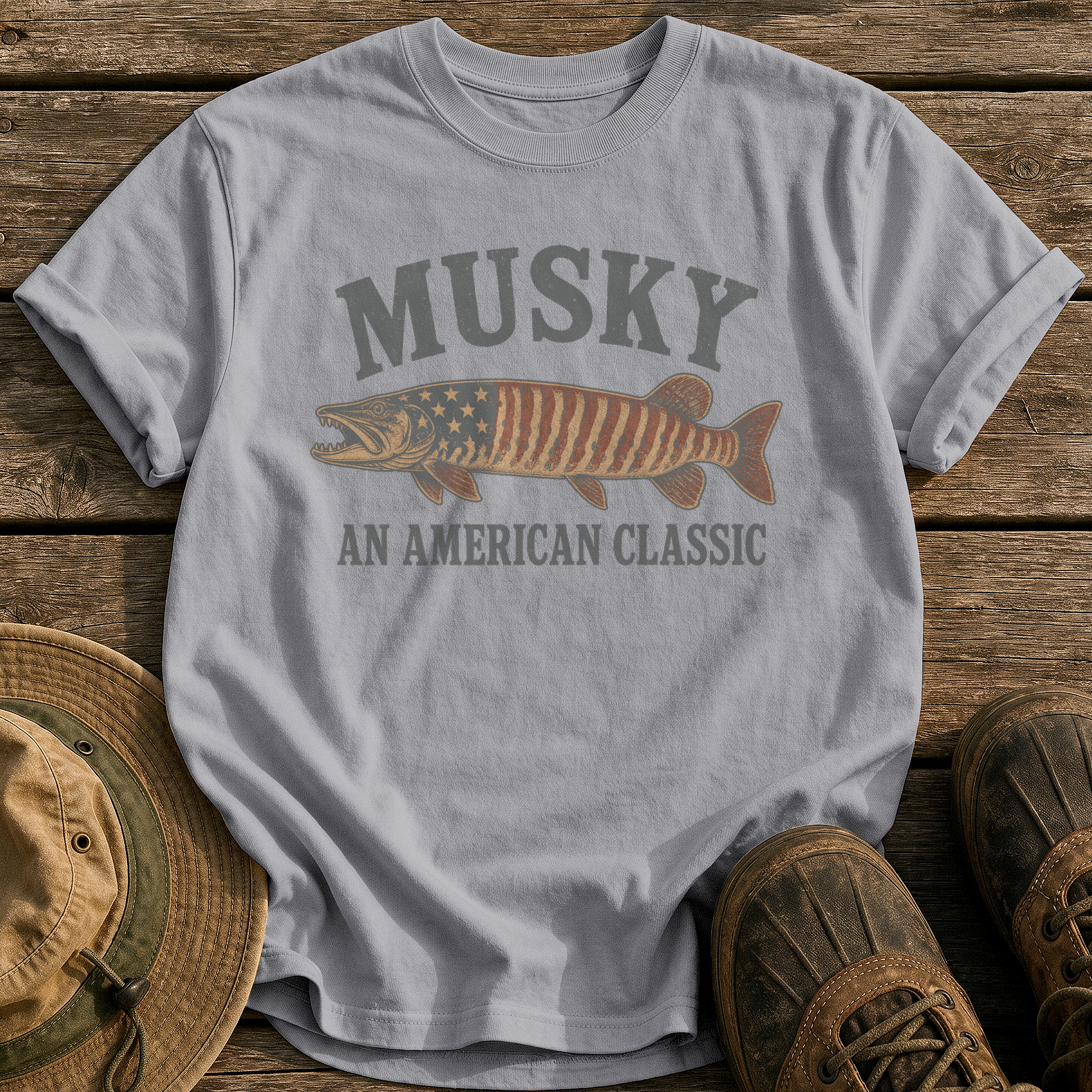 Musky, An American Classic tee - Grey - front