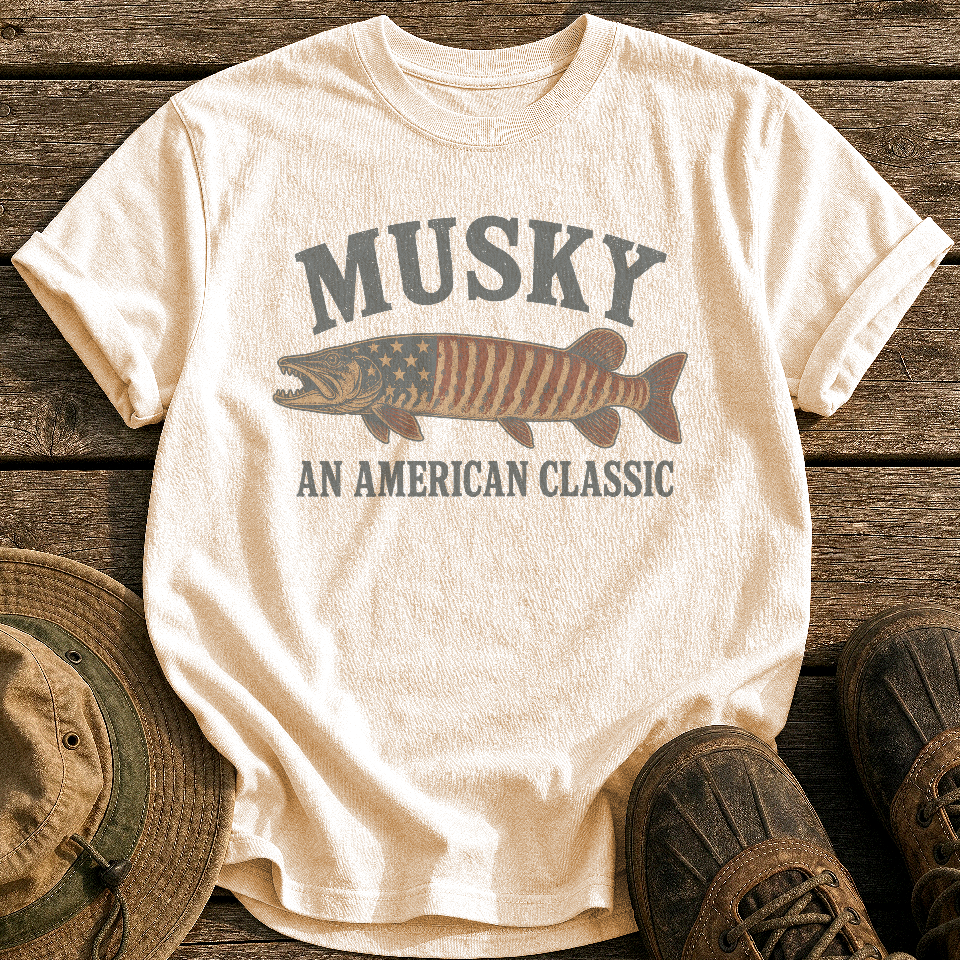 Musky, An American Classic tee - Ivory - front