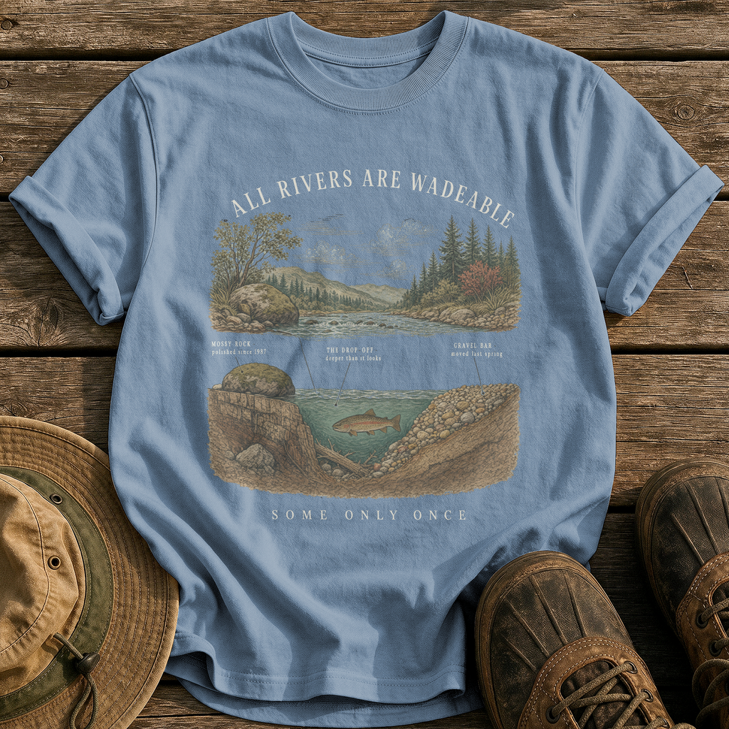 All Rivers Are Wadeable tee - Blue Jean - front
