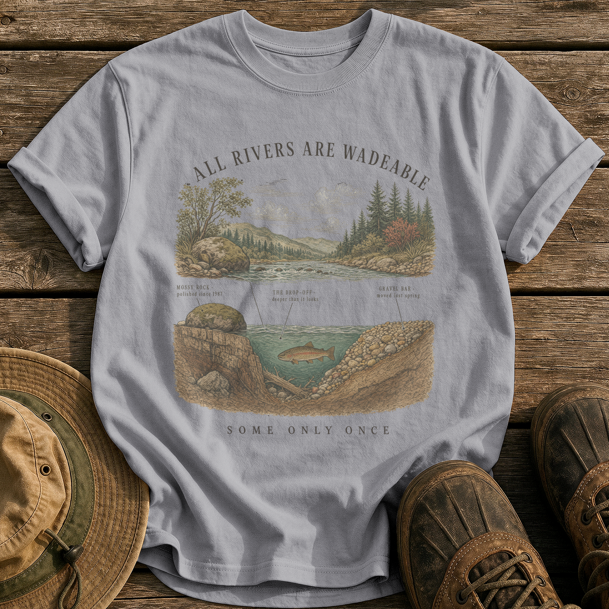 All Rivers Are Wadeable tee - Grey - front