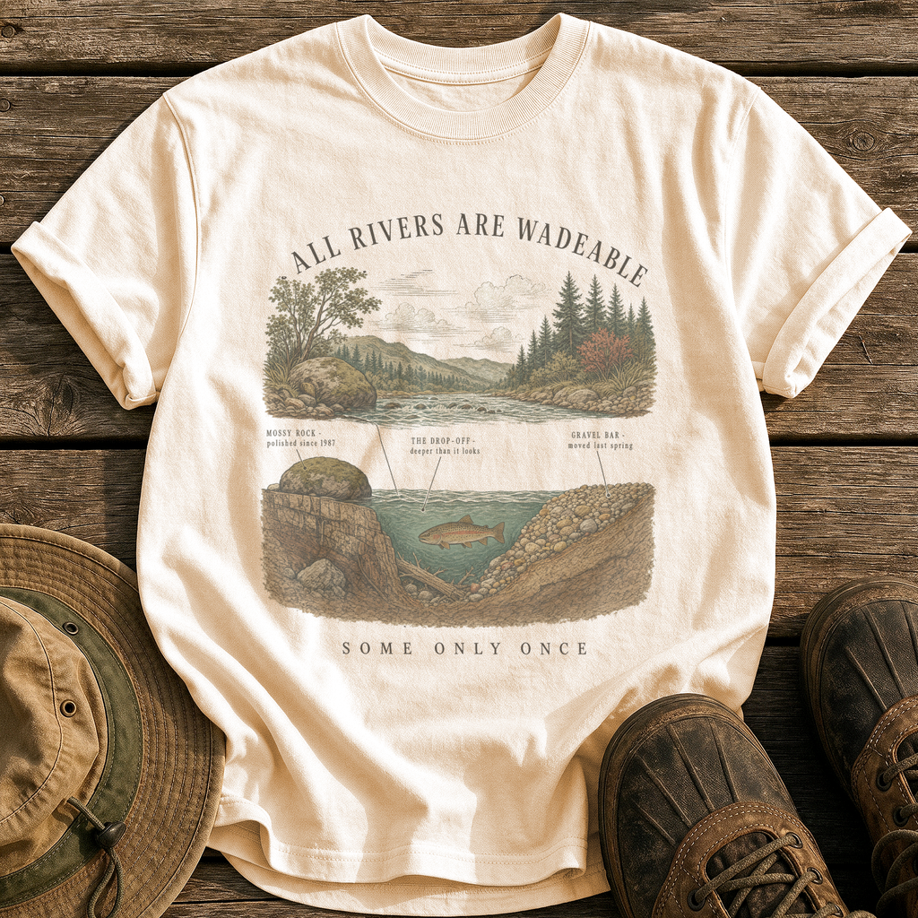 All Rivers Are Wadeable tee - Ivory - front