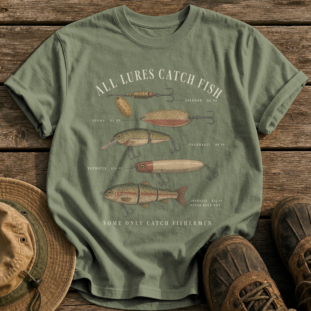 All Lures Catch Fish tee - Sage - front
