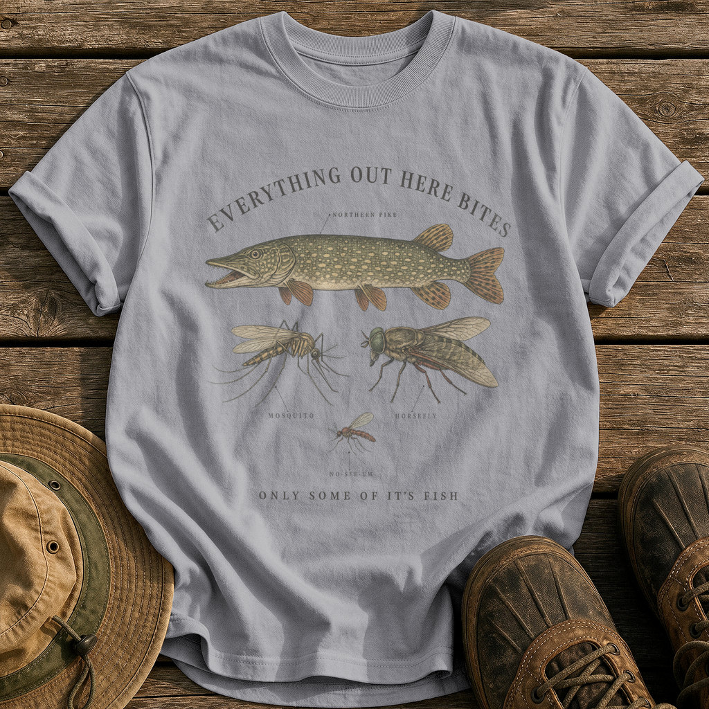 Everything Out Here Bites tee - Grey - front
