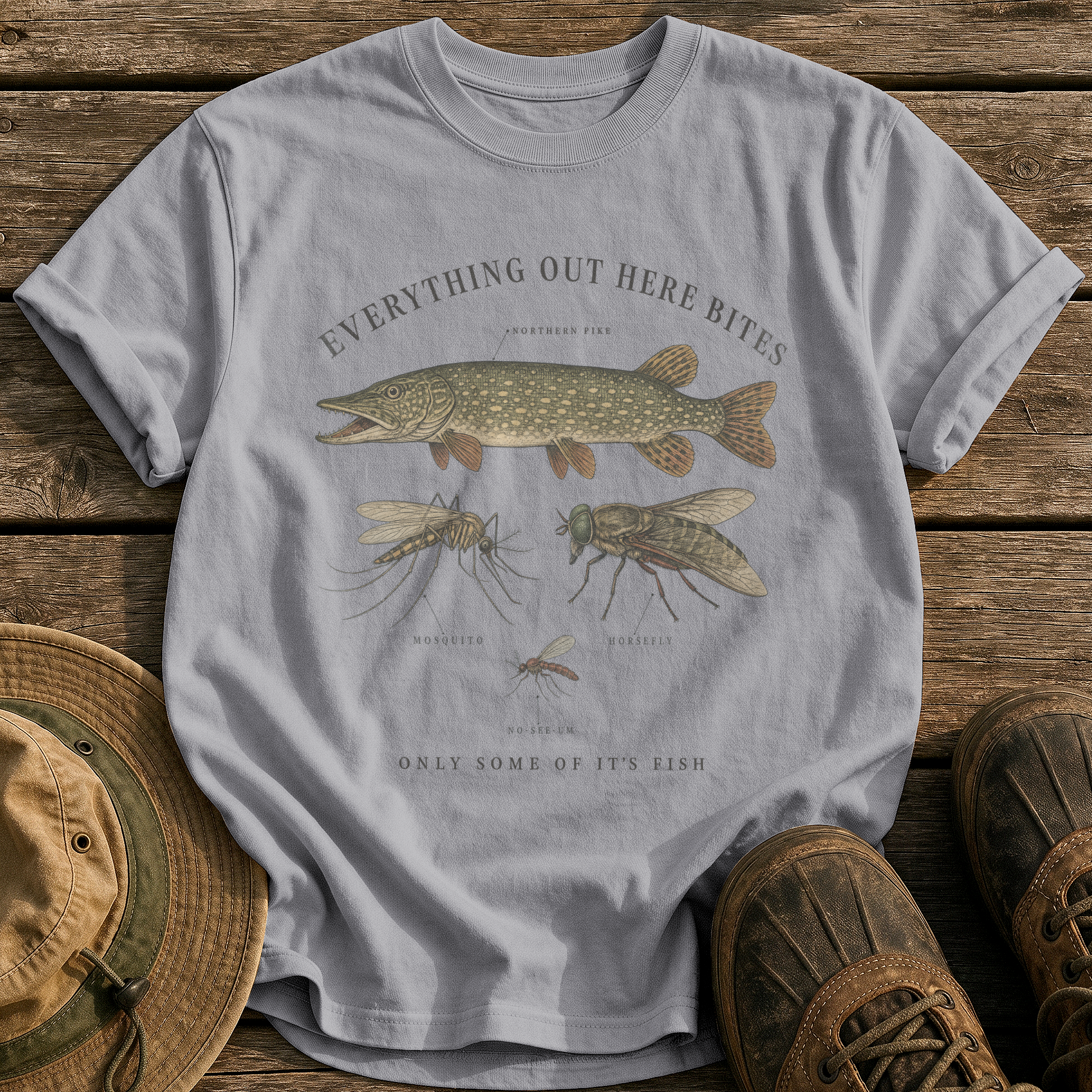 Everything Out Here Bites tee - Grey - front