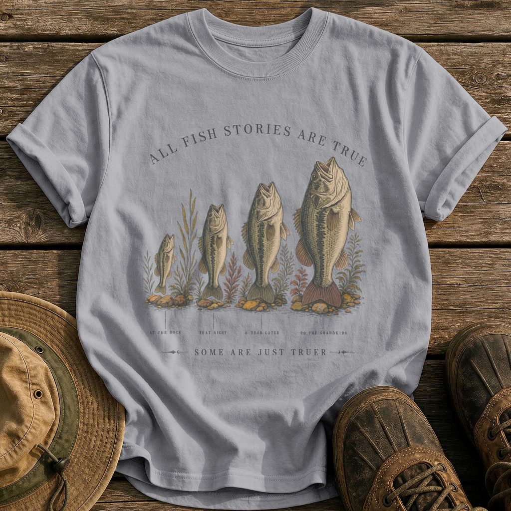 All Fish Stories Are True tee - Grey - front