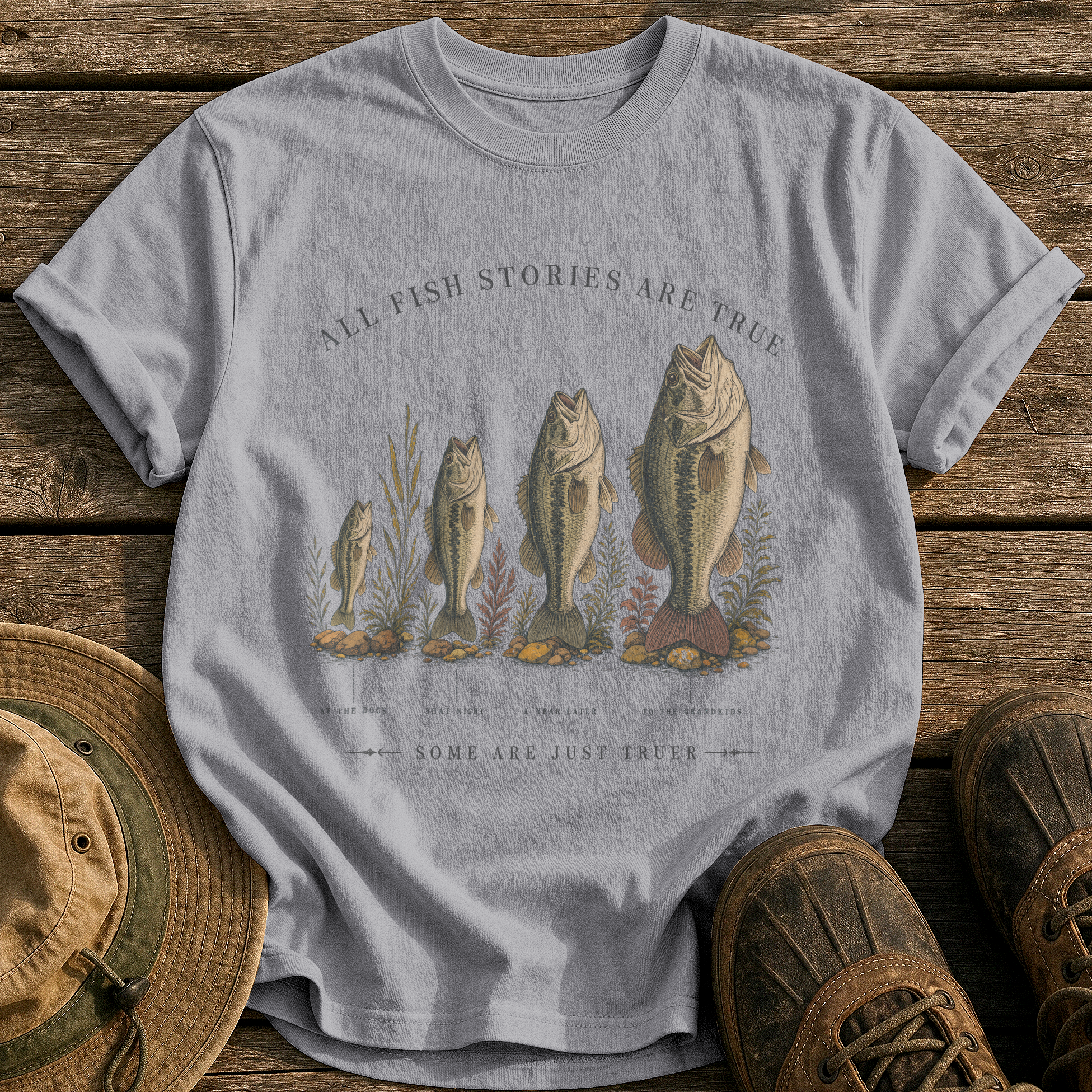 All Fish Stories Are True tee - Grey - front