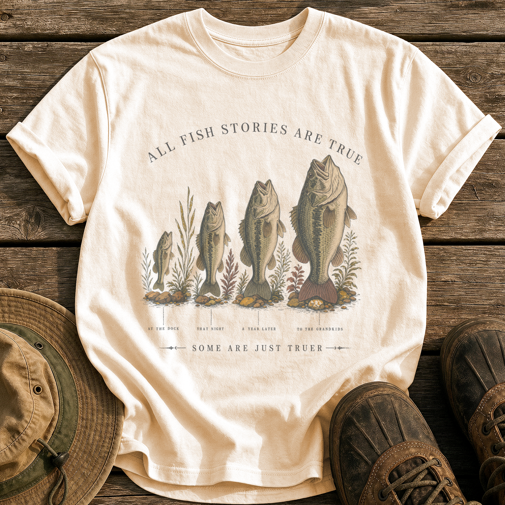 All Fish Stories Are True tee - Ivory - front