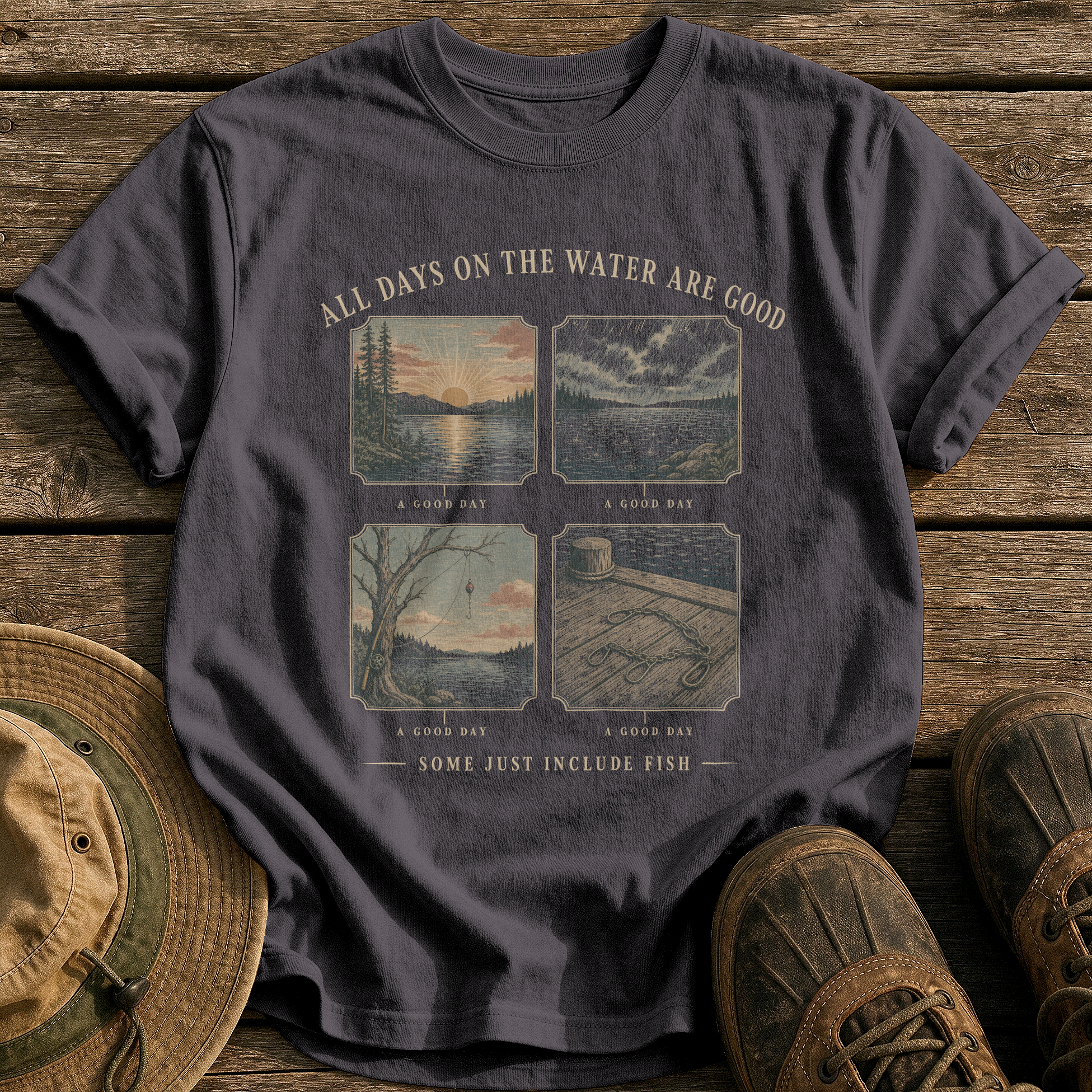 All Days on the Water tee - Graphite - front