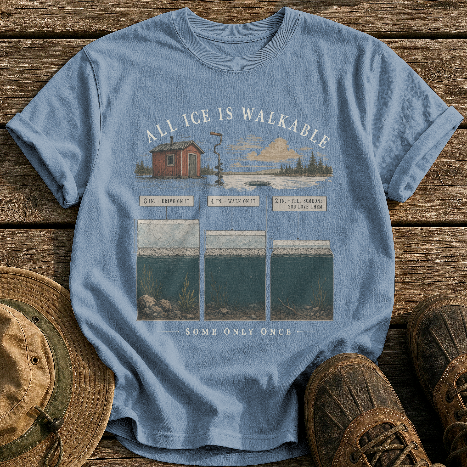 All Ice Is Walkable tee - Blue Jean - front