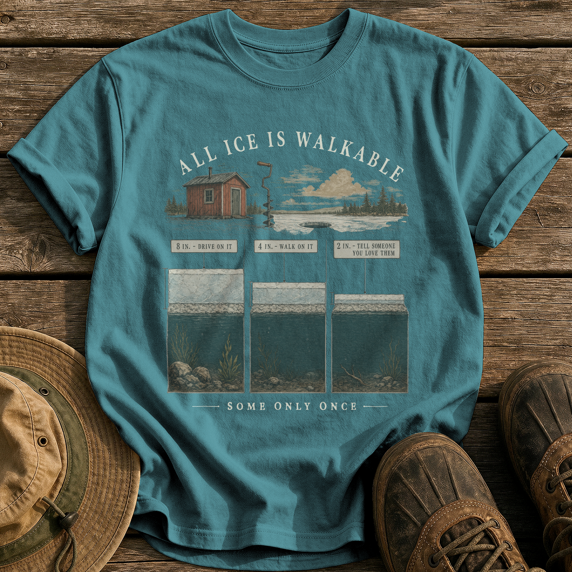 All Ice Is Walkable tee - Blue Spruce - front