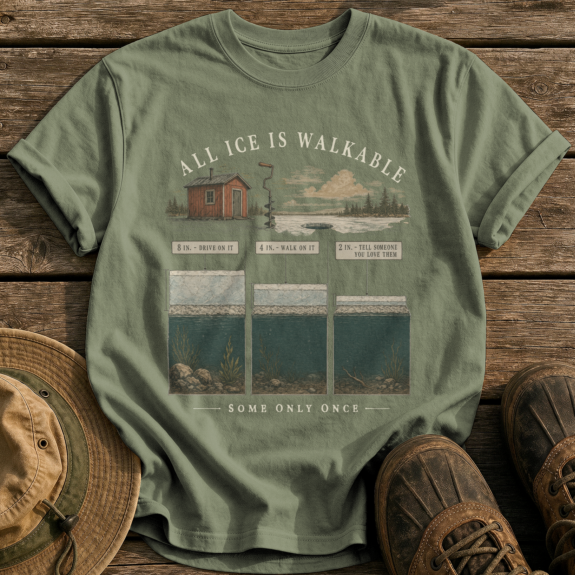 All Ice Is Walkable tee - Sage - front