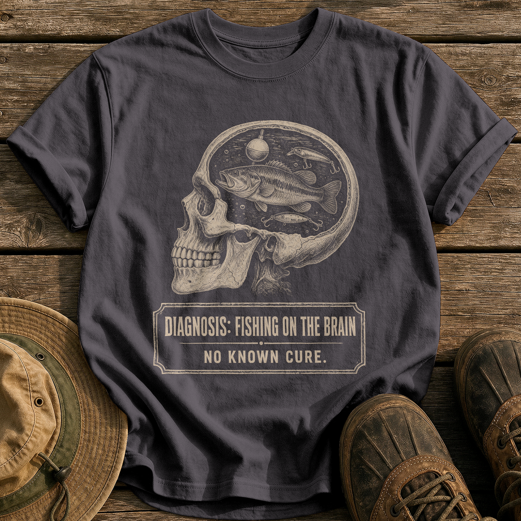 Fishing on the Brain tee - Graphite - front