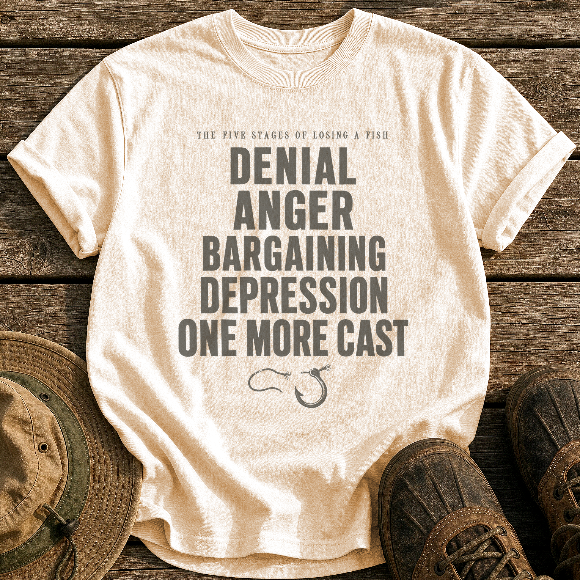 Stages of Losing a Fish tee - Ivory - front