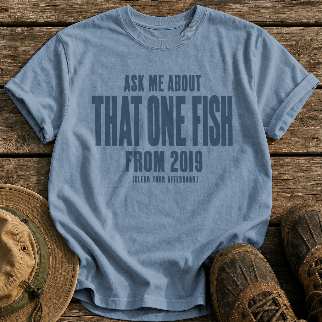 Ask About That One Fish tee - Blue Jean - front
