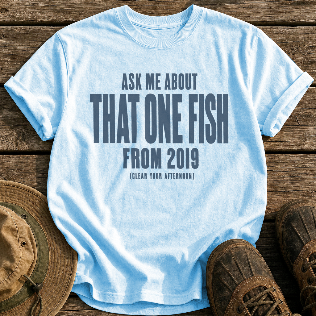 Ask About That One Fish tee - Chambray - front