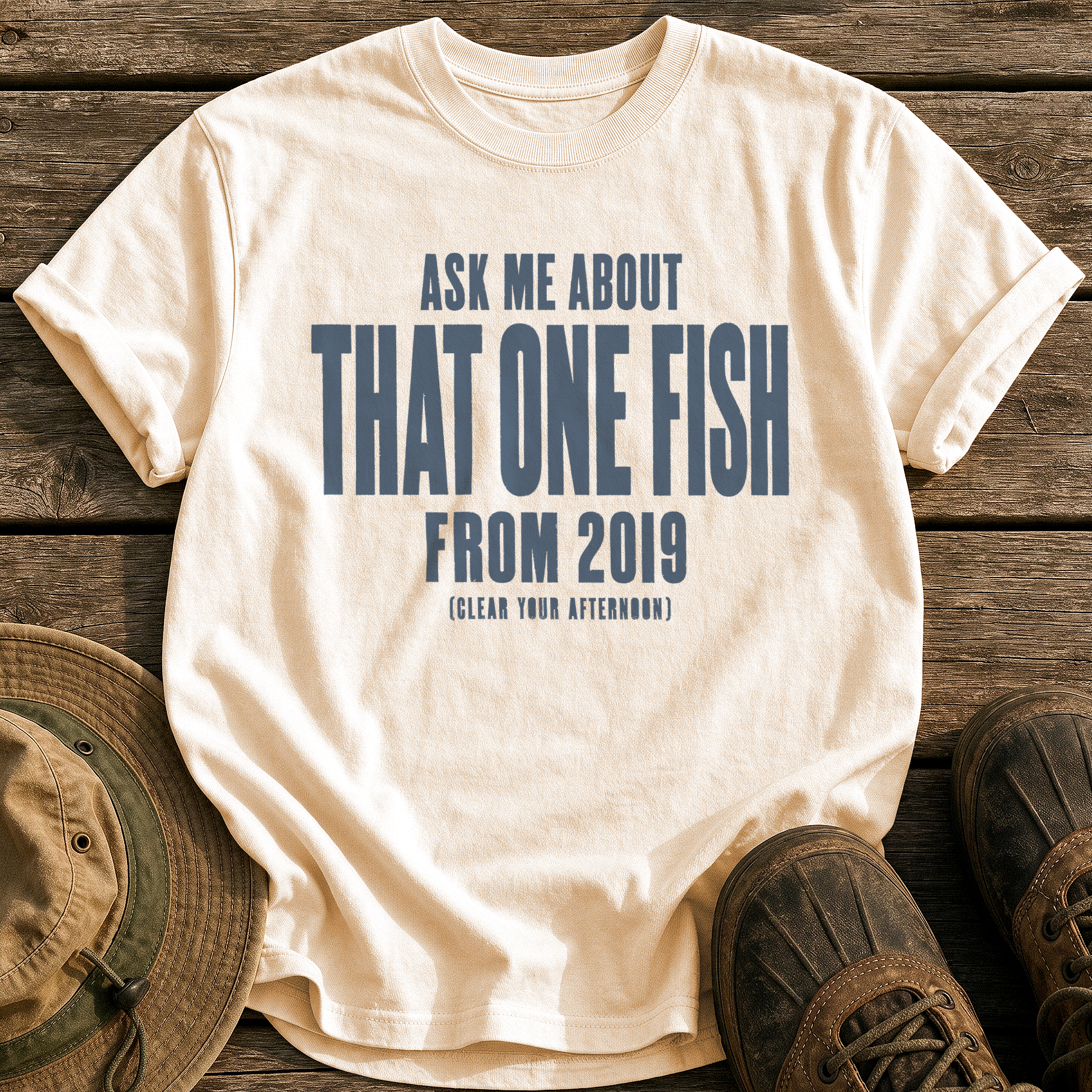Ask About That One Fish tee - Ivory - front