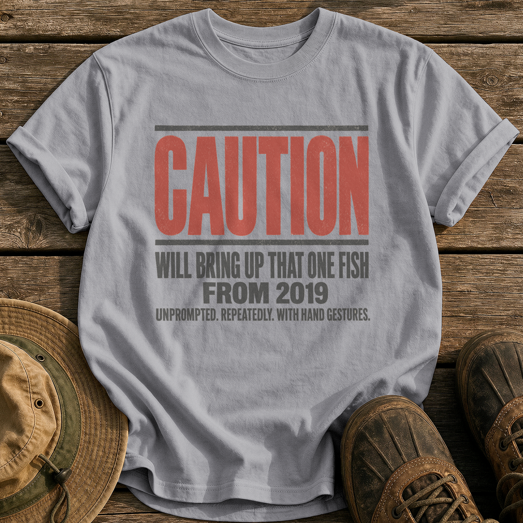 Caution: That One Fish tee - Grey - front