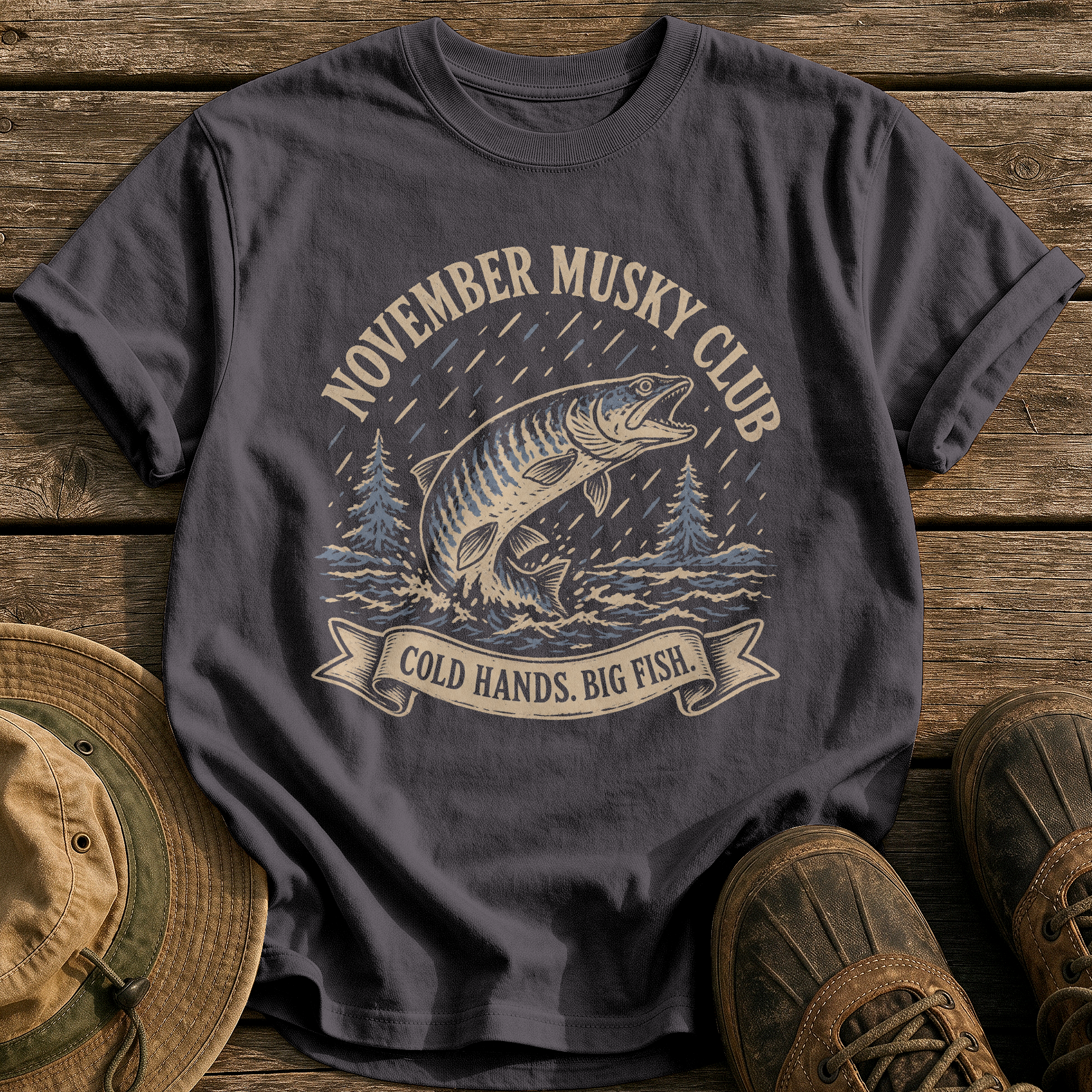 November Musky Club tee - Graphite - front