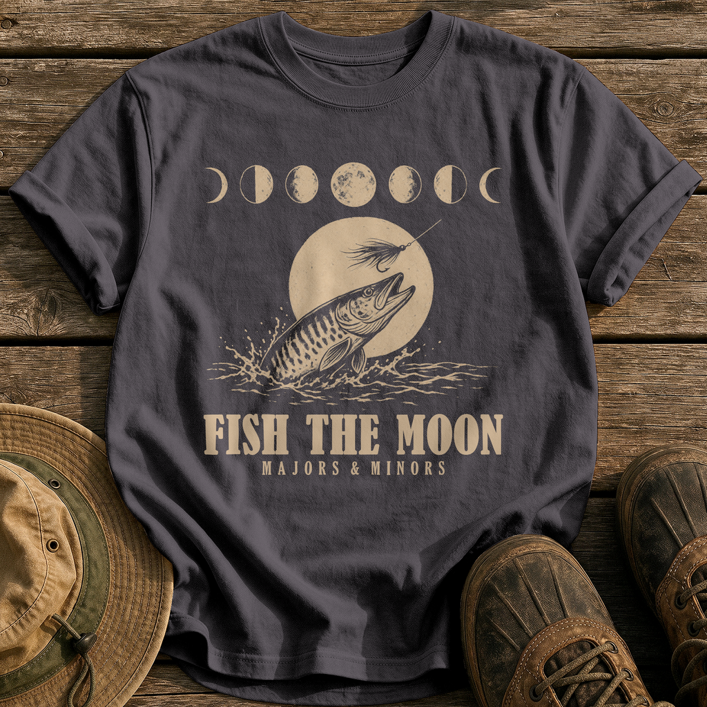 Fish the Moon tee - Graphite - front