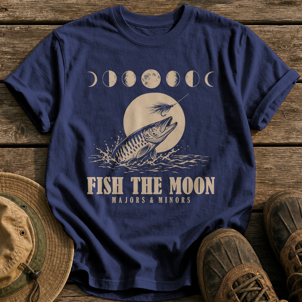 Fish the Moon tee - True Navy - front