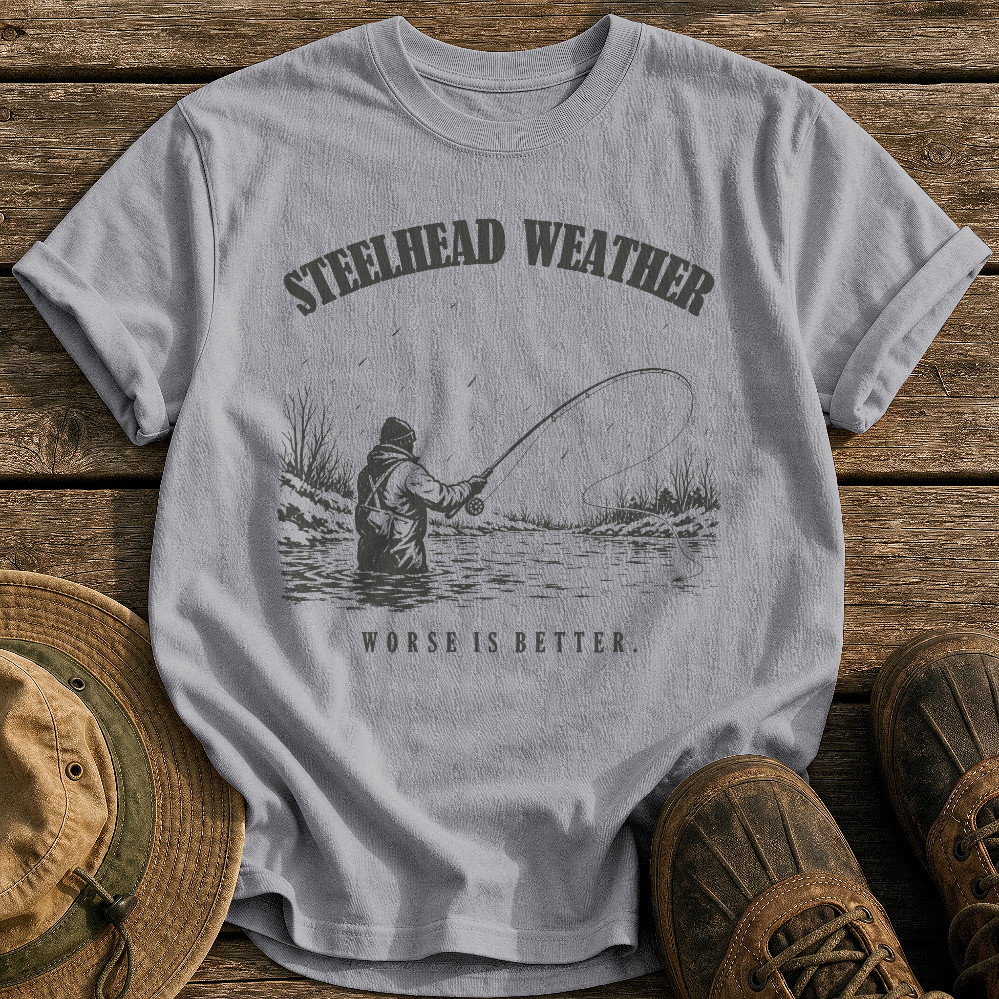 Steelhead Weather tee - Grey - front