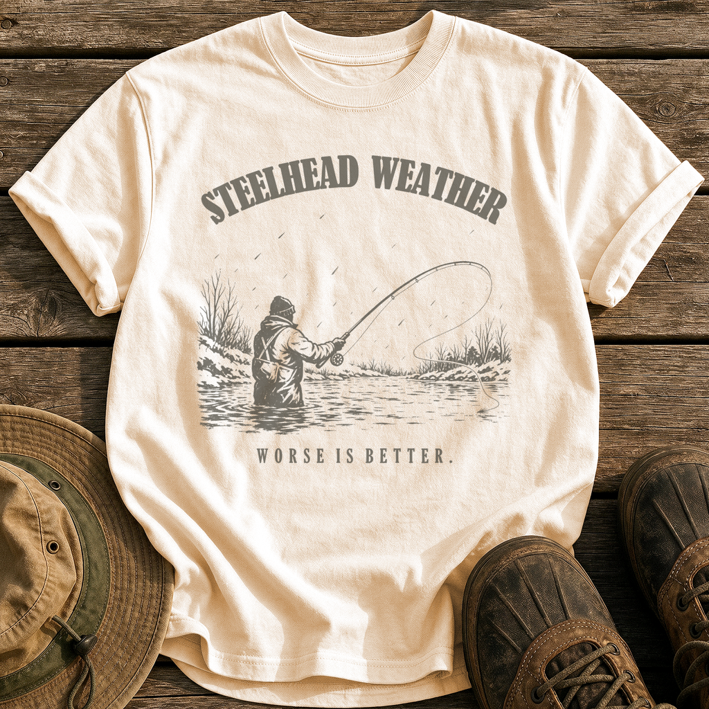 Steelhead Weather tee - Ivory - front