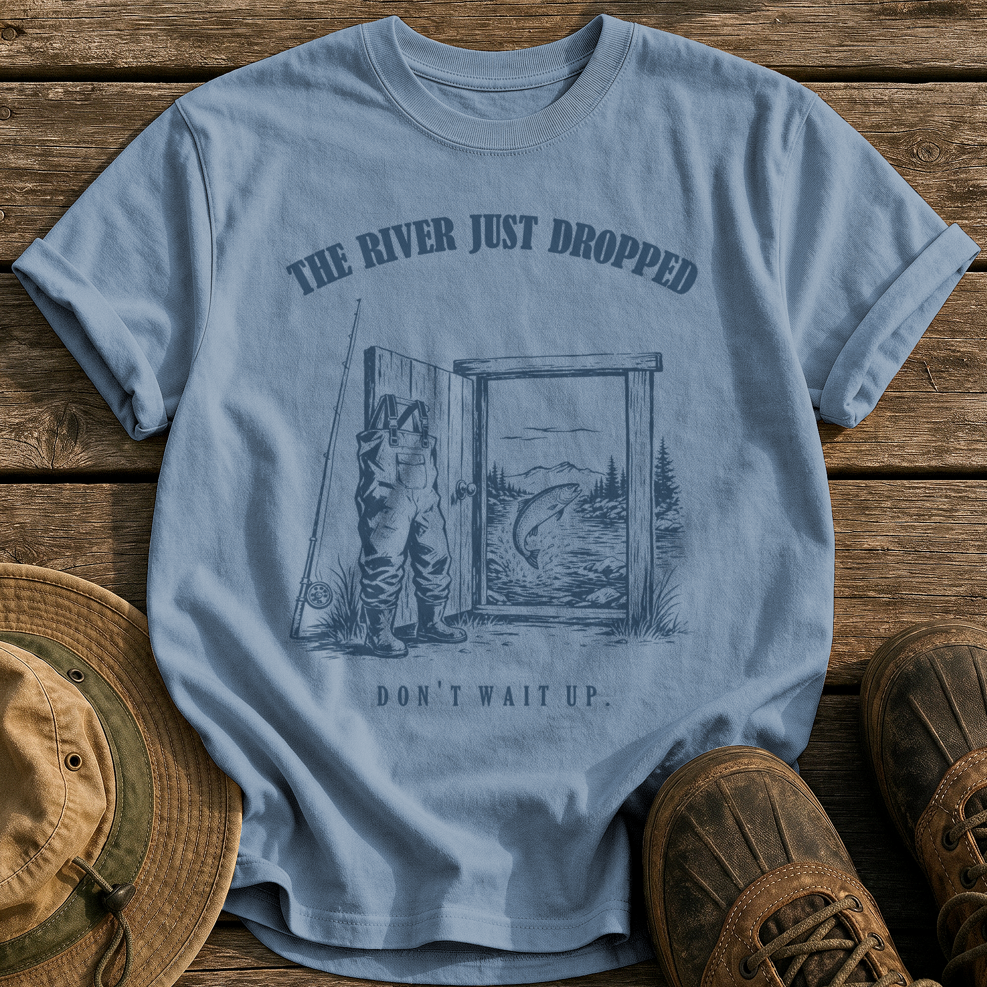 The River Just Dropped tee - Blue Jean - front