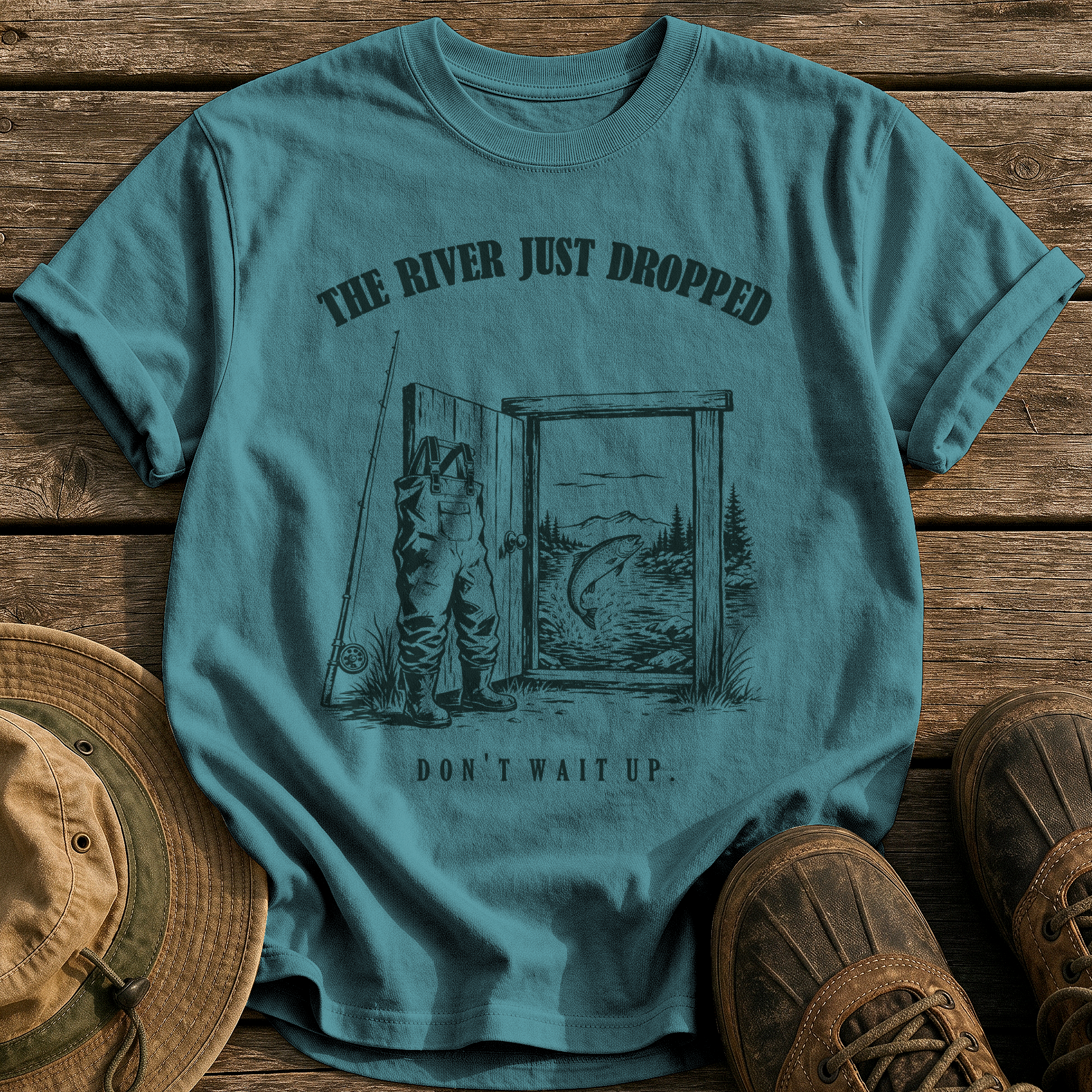 The River Just Dropped tee - Blue Spruce - front