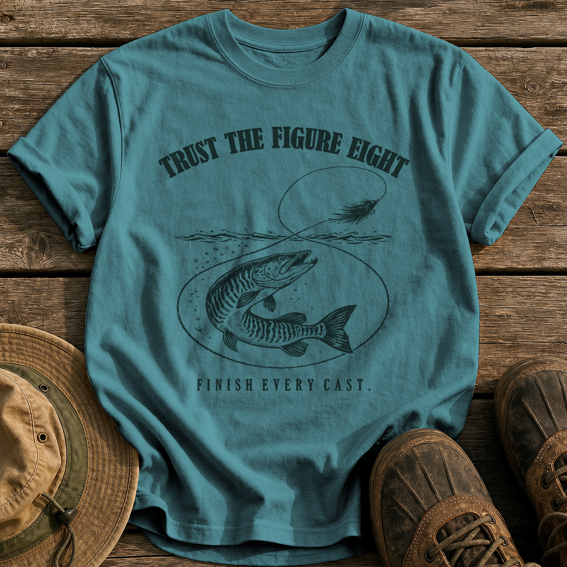Trust the Figure Eight tee - Blue Spruce - front