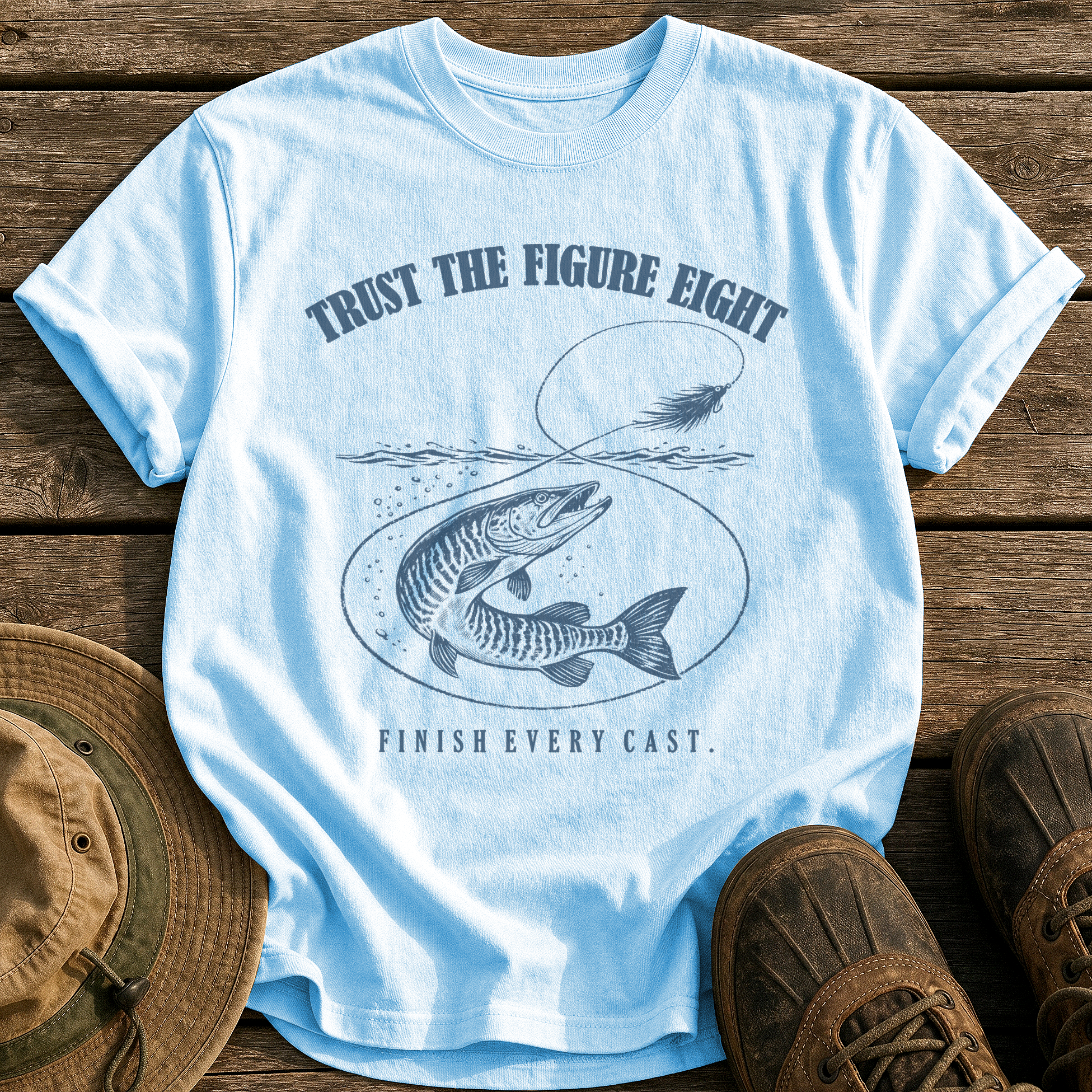 Trust the Figure Eight tee - Chambray - front