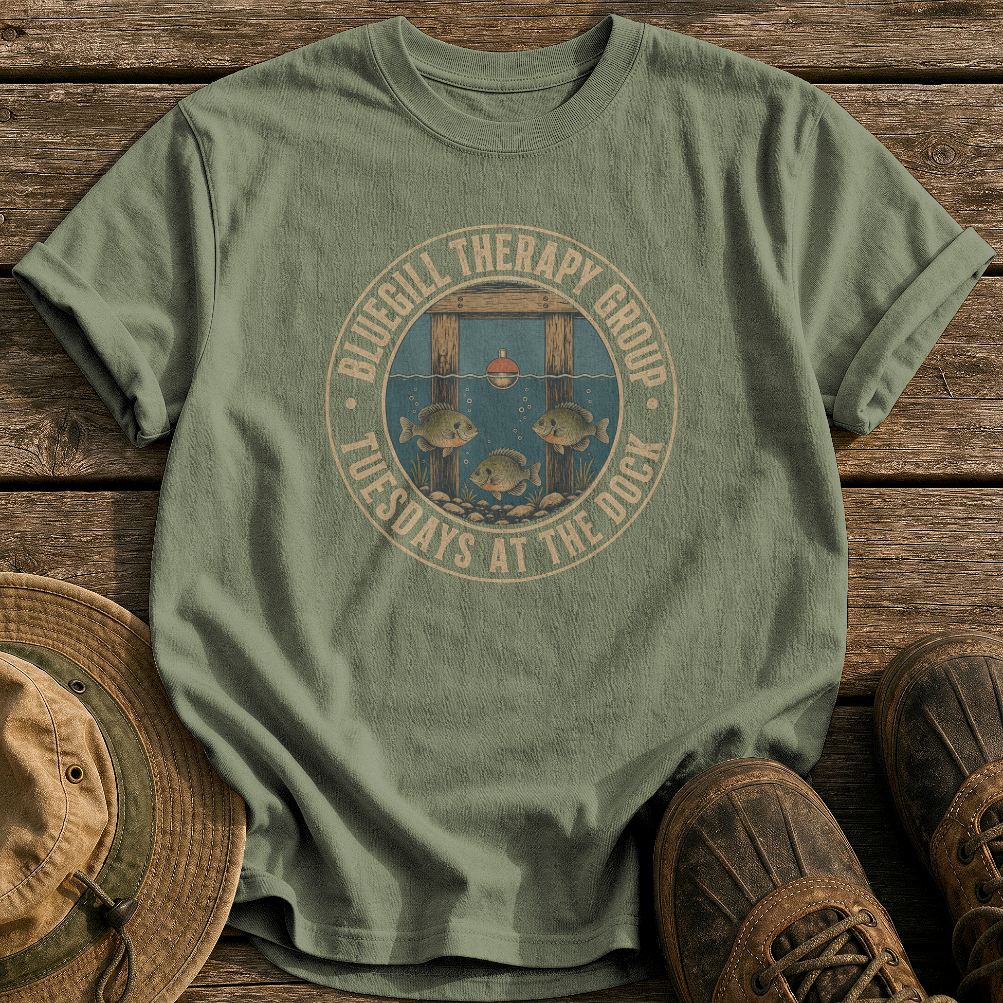 Bluegill Therapy Group T-Shirt tee - Sage - front
