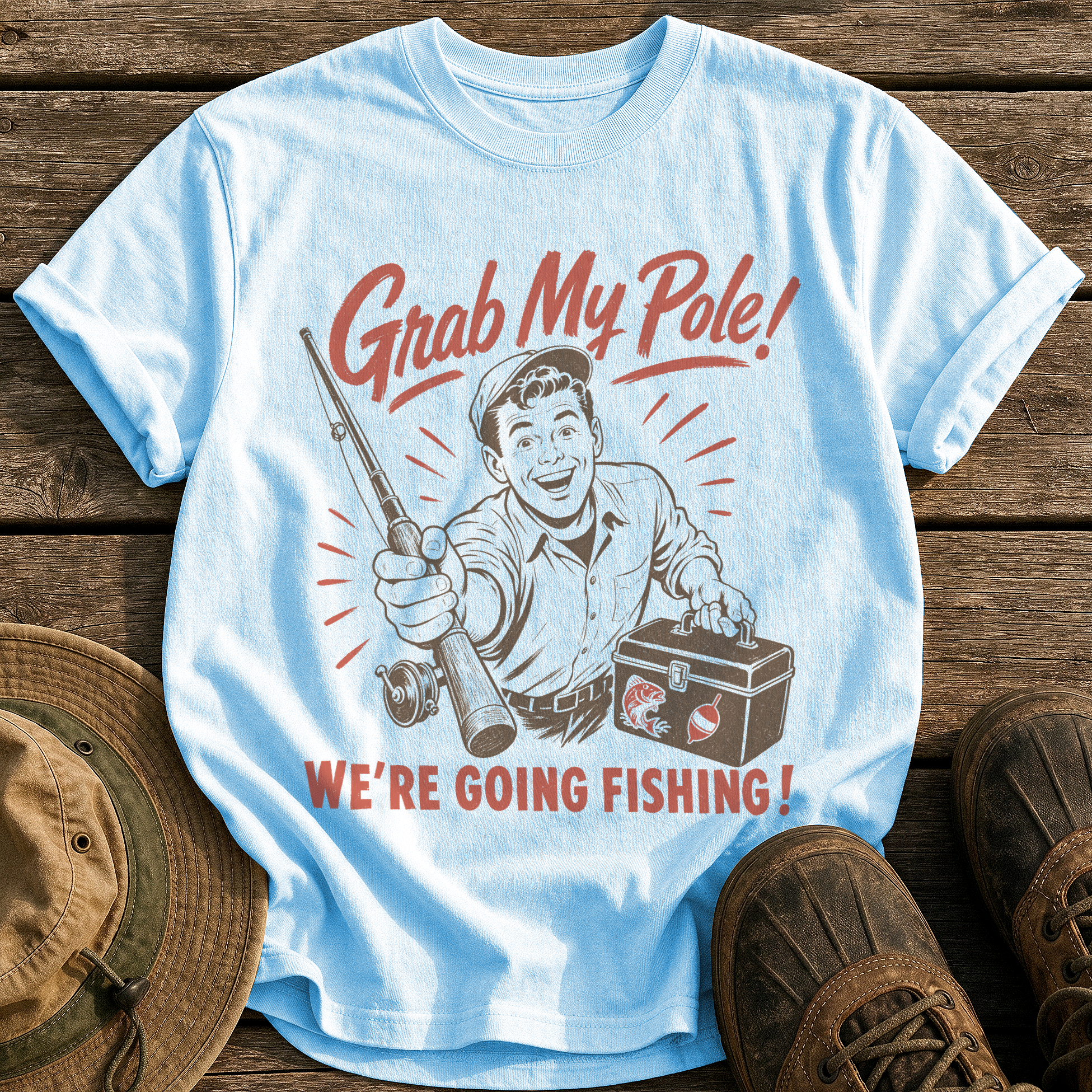 Grab My Pole, Let's Go tee - Chambray - front