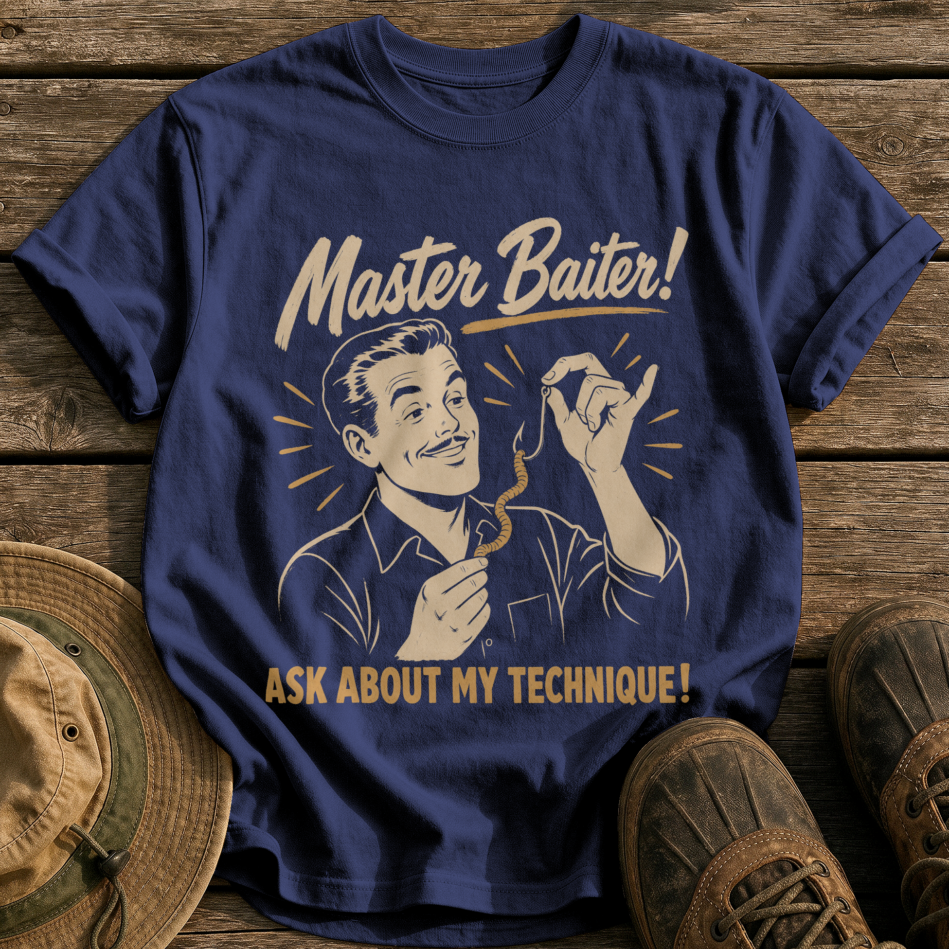 The Master Baiter tee - True Navy - front