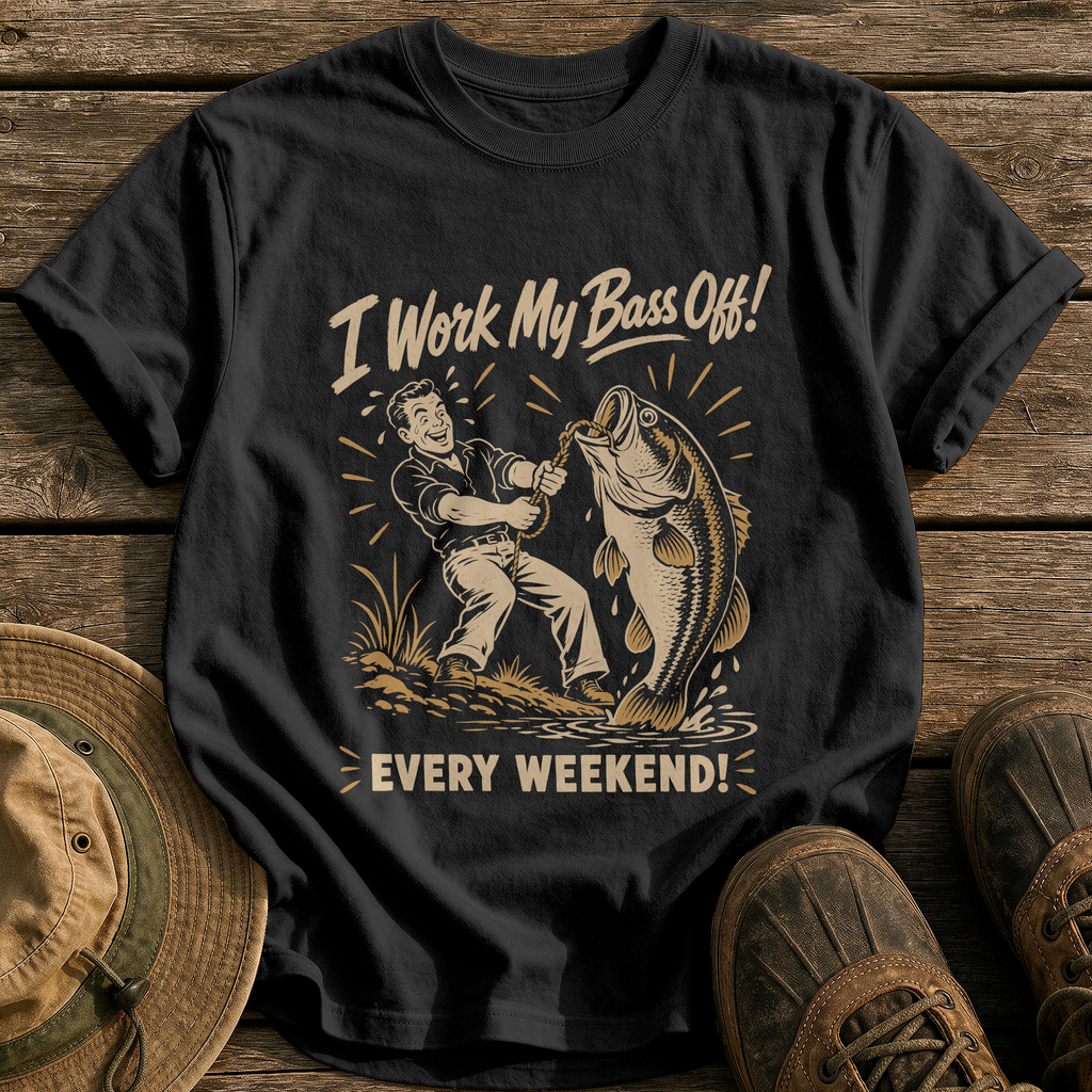 I Work My Bass Off tee - Black - front