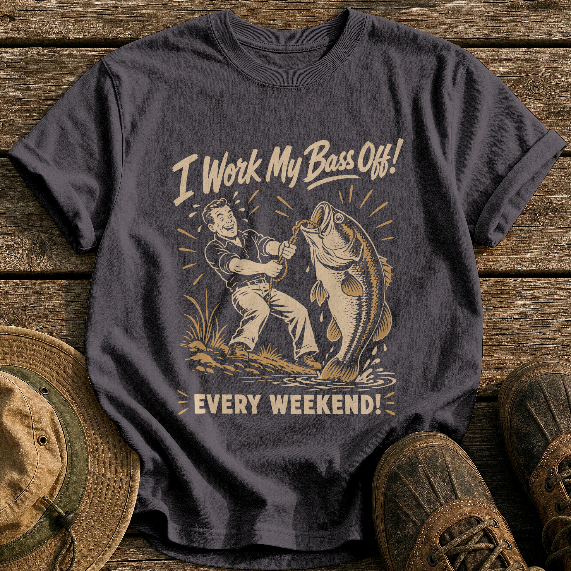 I Work My Bass Off tee - Graphite - front