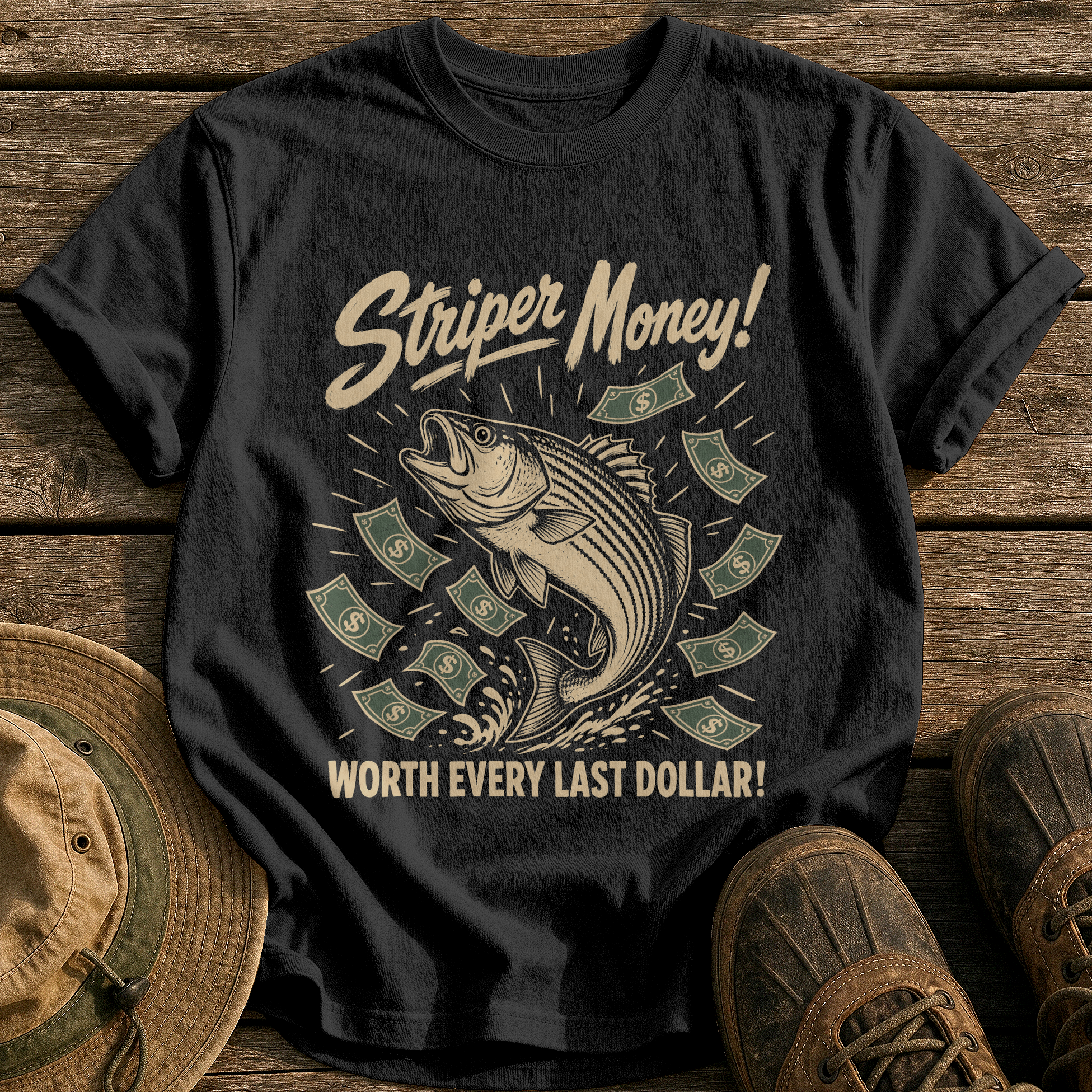 Striper Money tee - Black - front