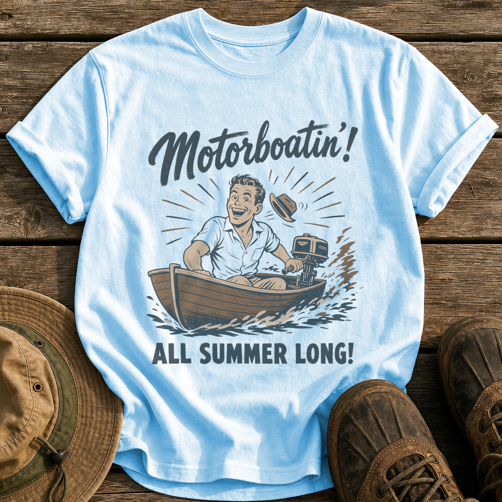 Motorboatin' tee - Chambray - front