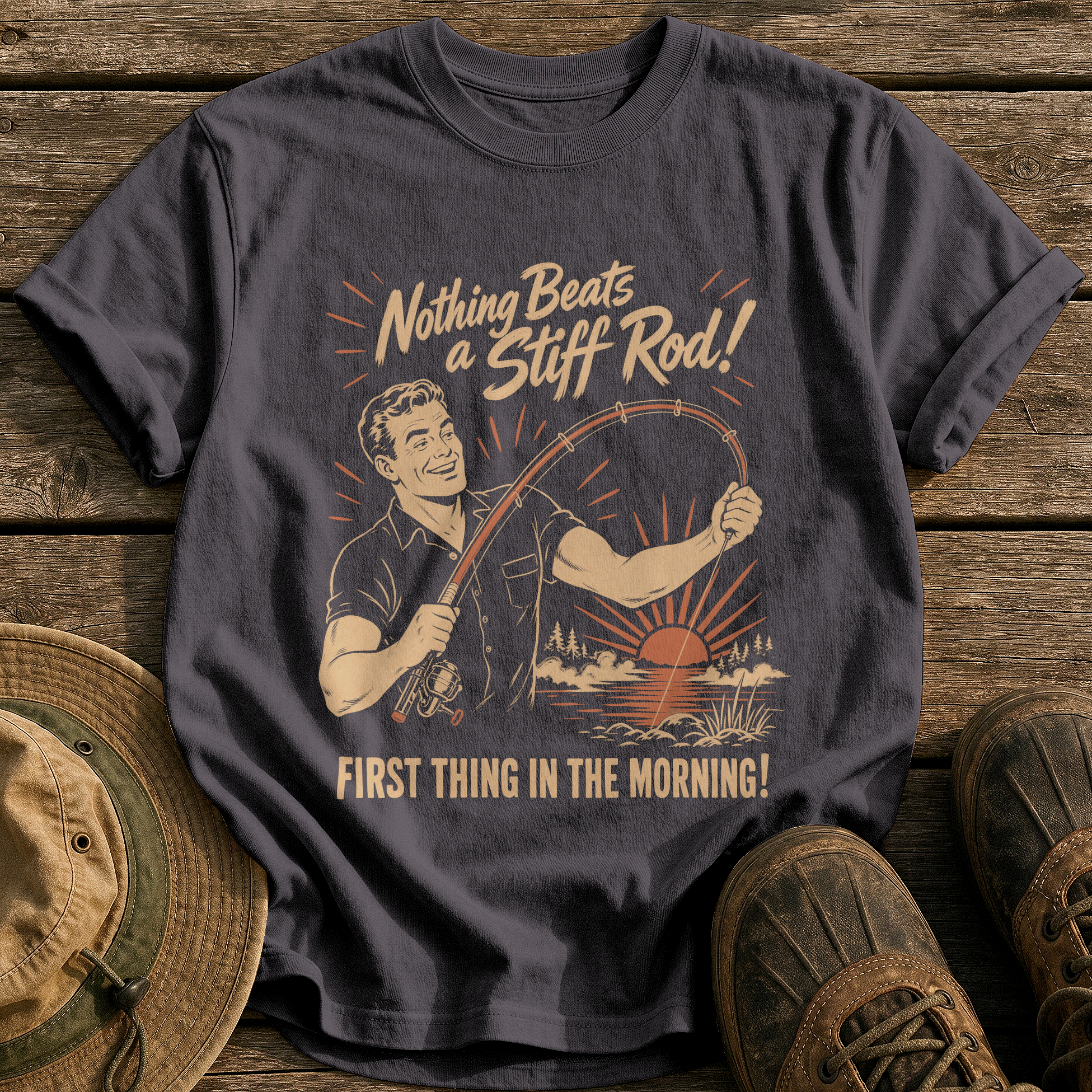 Nothing Beats a Stiff Rod tee - Graphite - front
