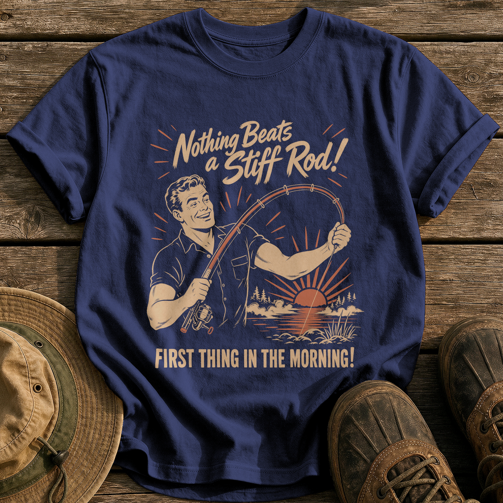 Nothing Beats a Stiff Rod tee - True Navy - front